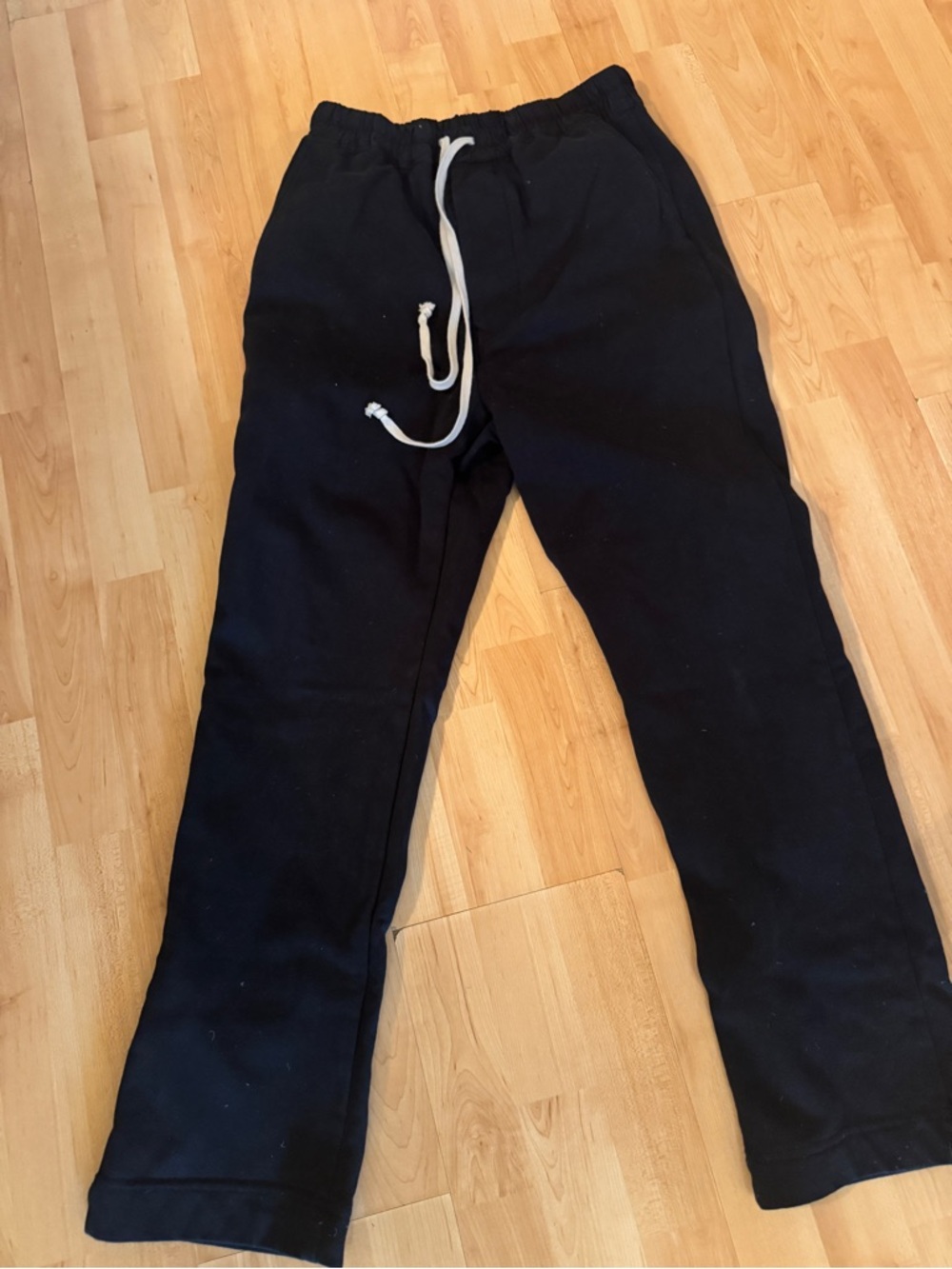 Rick Owens Black Sweatpants with White Drawstring